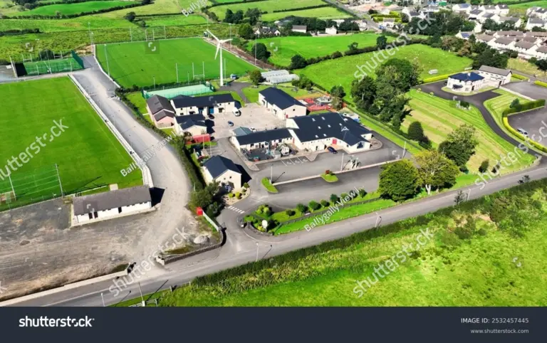 Stock photo aerial view of loughgiel community association millennium centre loughgiel in co antrim northern 2532457445