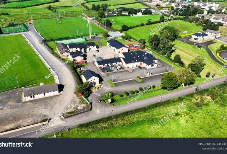 Stock photo aerial view of loughgiel community association millennium centre loughgiel in co antrim northern 2532457445